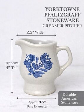 Pfaltzgraff Yorktowne Vintage Stoneware Creamer Pitcher Blue Floral
